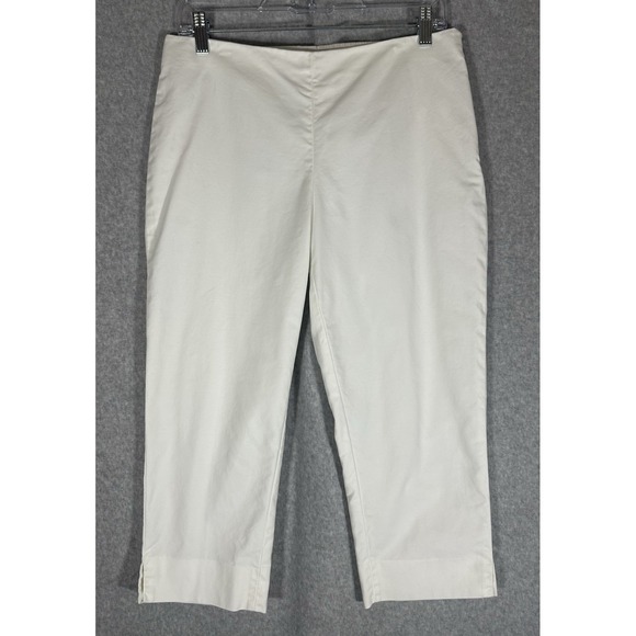 Lafayette 148 White Side Zip Crop Pants Sz 6 Mid Rise Stretchy Cotton Classic - Picture 1 of 12